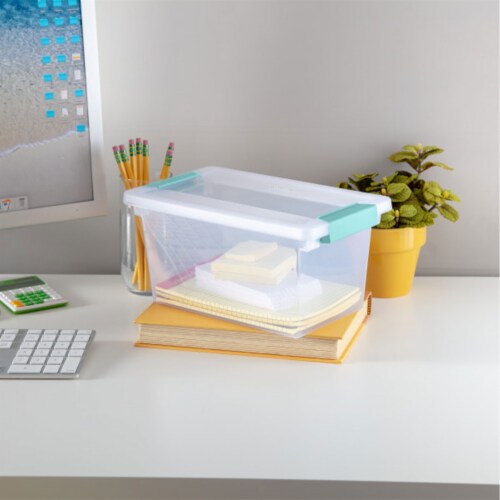 Sterilite Plastic Medium Clip Storage Box Container with Latching Lid, 8 Pack Perspective: bottom
