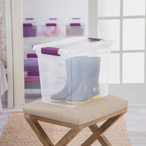 Sterilite 17631706 27 Quart ClearView Latch Box Storage Tote Container, 12 Pack Perspective: bottom
