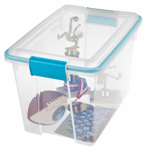 Sterilite Large 20 Qt Home Storage Container Tote with Latching Lids, (18 Pack) Perspective: bottom