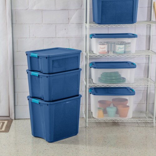 Sterilite Latch & Carry 18 Gallon Plastic Stacking Storage Tote, 12 Pack