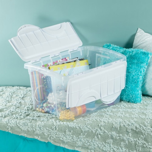 Sterilite 1914 Single 48 Quart Hinged Lid Storage Box Tote Container (18 Pack) Perspective: bottom