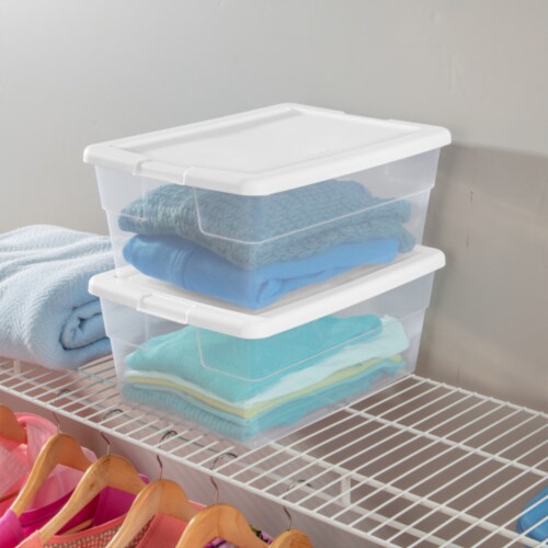 Sterilite 16 Quart Clear Plastic Stacking Storage Container Box w/ Lid, 144 Pack Perspective: bottom