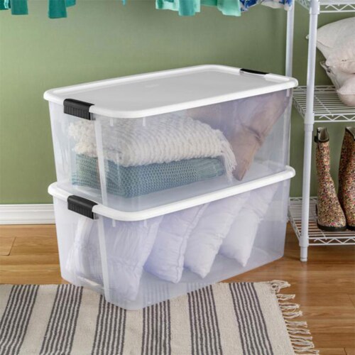 Sterilite Deep Plastic Stackable Storage Bin w/ Clear Latch Lid, Clear (4  Pack), 4pk - Fred Meyer