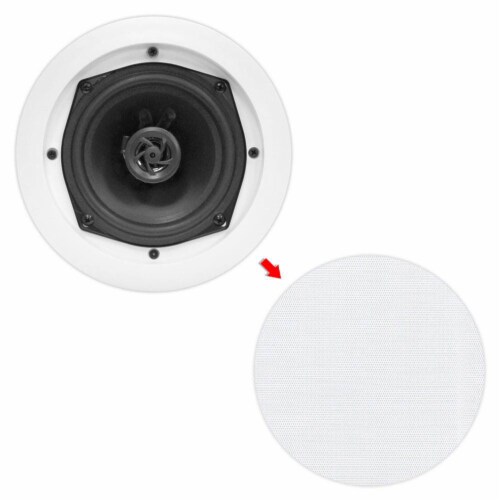 Pyle PDIC51RD 5.25 Inch Round In Ceiling/Wall Flush Speakers, White (12 Pack) Perspective: bottom