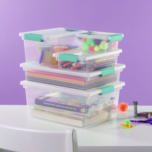 Sterilite Plastic Mini Clip Storage Box Container with Latching Lid, 24 Pack Perspective: bottom