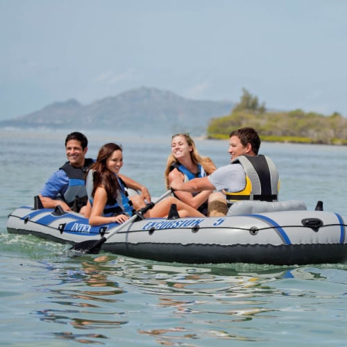 Intex Excursion 5 Person Inflatable Rafting and Fishing Boat w/ 2 Oars (4 Pack) Perspective: bottom