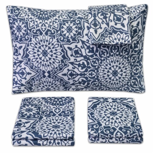 Sweet Home Collection | 4-Piece Oasis Printed Microfiber Sheet Set, Full Perspective: bottom