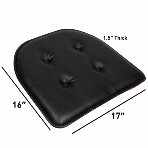 Sweet Home Collection  Memory Foam Chair Pad No Slip Faux Leather 16 x 17  , Black, 2 PK, 2PK - Kroger