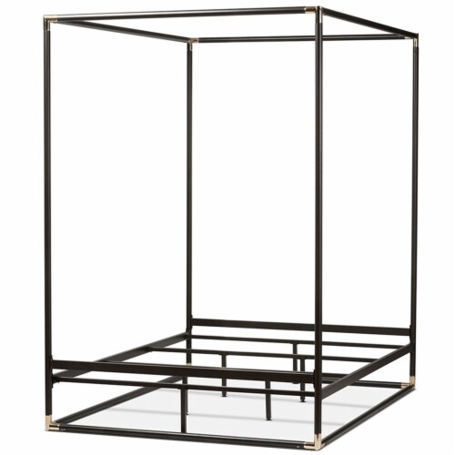 Baxton studio eva vintage industrial black finished metal canopy queen bed deals