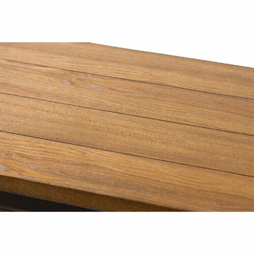 Baxton Studio Caribou Console Table in Oak Brown and Black Perspective: bottom