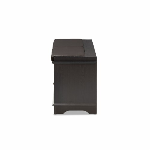 Baxton Studio Clevedon Modern and Contemporary Dark Brown Wood Entryway Storage Cushioned Bench Shoe Rack Cabinet Organizer Baxton Studio Clevedon Modern and Contemporary Dark Brown Wood Entryway Storage Cushioned Bench Shoe Rack Cabinet Organizer