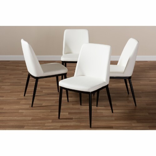 Baxton Studio Darcell Faux Leather Dining Chair in White (Set of 4) Perspective: bottom