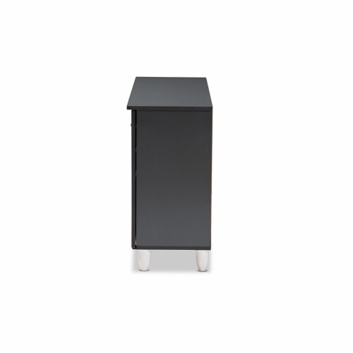 Baxton Studio Gisela Two Tone Oak Wood 3 Door Shoe Cabinet in Dark