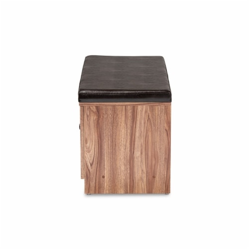 Valina Modern and Contemporary Dark Brown Faux Leather Upholstered 2-Door Wood Shoe Storage Perspective: bottom