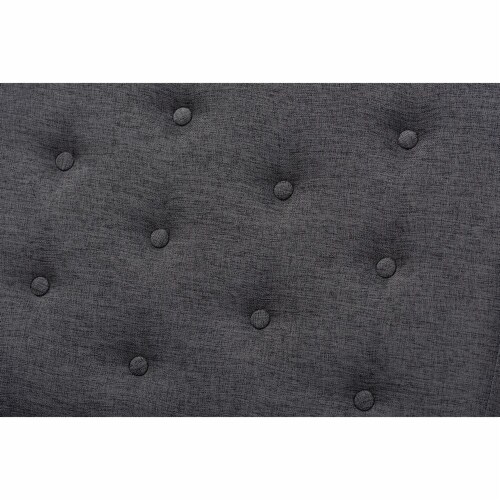 Baxton Studio Linus Modern Dark Grey Fabric Upholstered and Button Tufted Wood Bench Perspective: bottom
