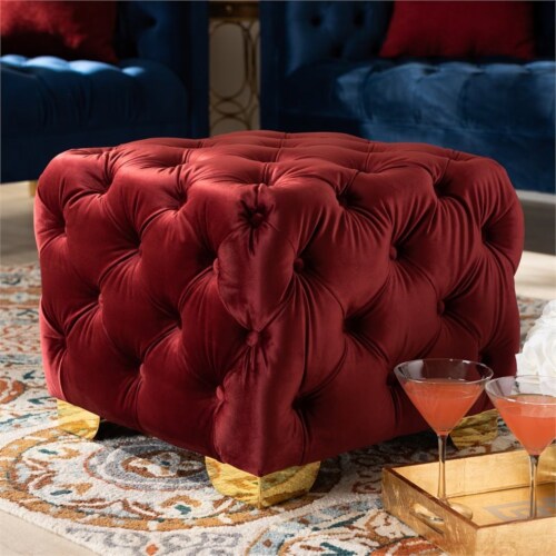 Burgundy tufted ottoman discount