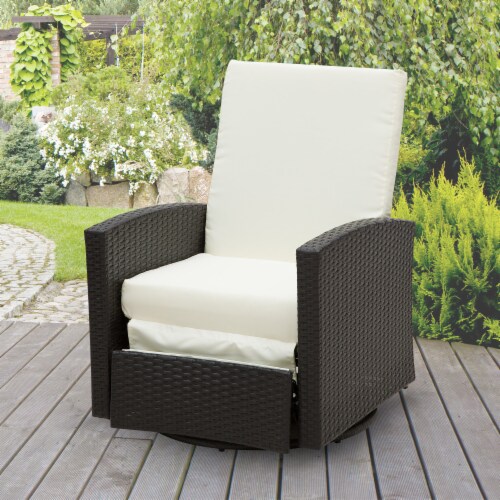 Outsunny Patio Wicker Recliner Chair With Footrest, Outdoor Pe