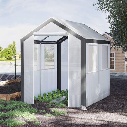 8' x 6' x 7.4' Walk-In Greenhouse Tunnel Portable Plant Garden Steel Frame Perspective: bottom