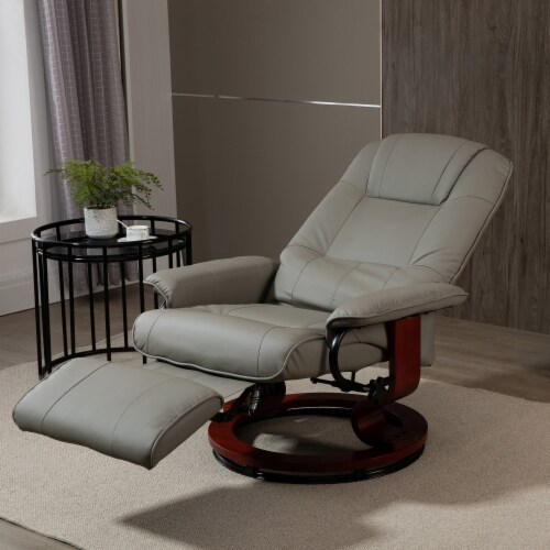 Faux Leather Reclining Lounge Chair Swivel Recliner Sofa Seat w Wooden Base 1 Unit Harris Teeter