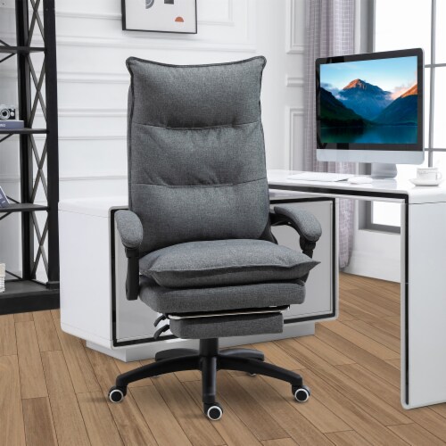 Vinsetto Executive High Back Office Chair Executive Computer Desk Chair with PU Leather, Adjustable Height and Retractable Footrest, Black