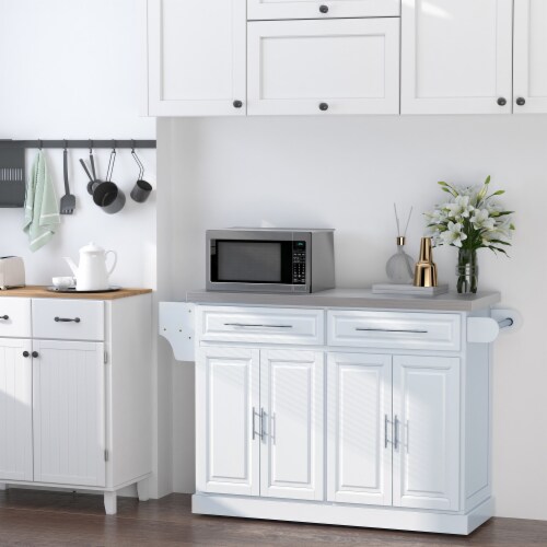 Steel Top Kitchen Island Cart Hidden Rolling Wheel Cabinet w Drawers Storage Box Perspective: bottom