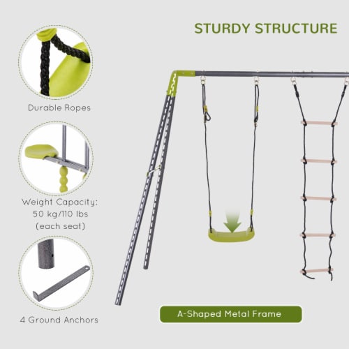 A-Frame Kids Metal Swing Set, Swing Chair & Glide Set