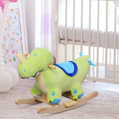 Qaba Kids Plush Ride On Toy Rocking Horse Dinosaur Baby Animal