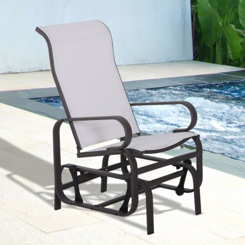 Outdoor Patio Gliding Chair, Swing Rocker Sling Fabric, Porch Deck Garden Pool Perspective: bottom