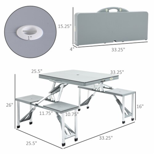 Outdoor Picnic Table Chair 4-Seat Set Folding Patio Furniture w/Umbrella Hole, 1 Unit - Smith’s ...