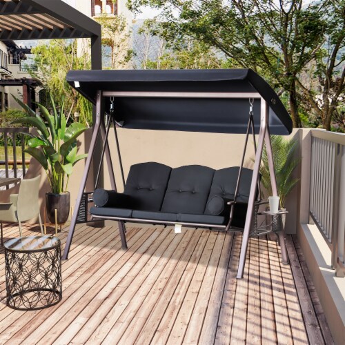 3-Person Outdoor Canopy Patio Cushioned Bench Patio Glider Swing Seat  Steel, 1 Unit - Pick 'n Save