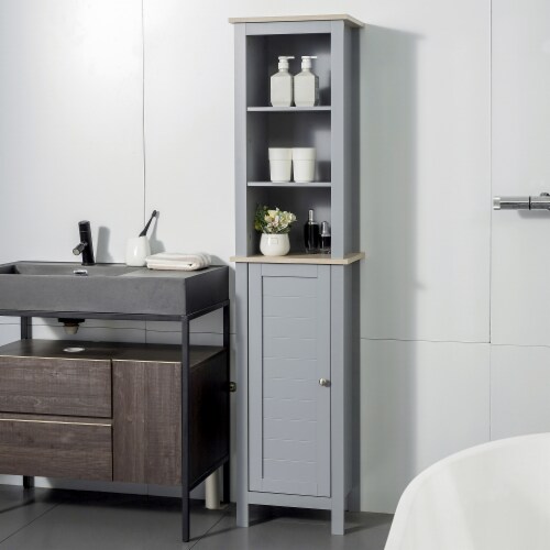 66 Grey Storage Organizer, Thin Bathroom Cabinet, Space Saver w/ 2 Tier  Shelves, 1 Unit - Food 4 Less