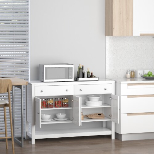 47  Modern Kitchen Sideboard Buffet Storage Cabinet w/ Adjustable Shelves, White Perspective: bottom