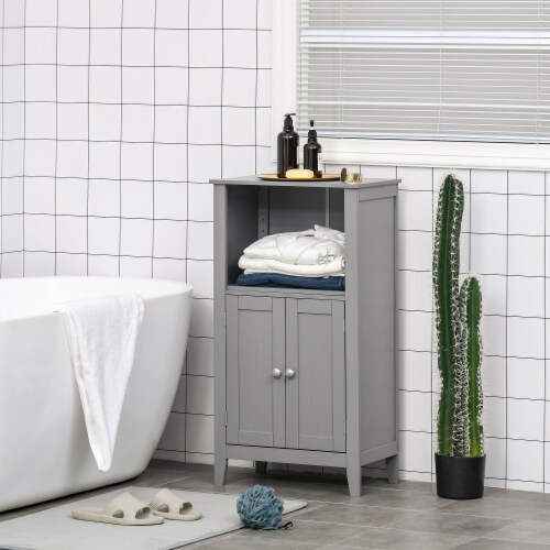 Freestanding Bathroom Cupboard Furniture w/Multi-Tier Storage and Elevated Base Perspective: bottom