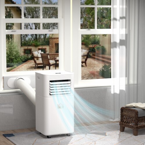 Mobile Air Conditioner with 4 Modes, 2 Speeds, LED Display and 24 Timer, White Perspective: bottom