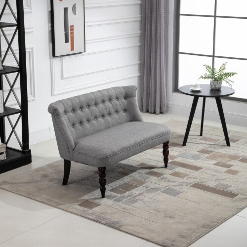 Armless Fabric Loveseat Double Seat Sofa Tufted Upholstery Couch