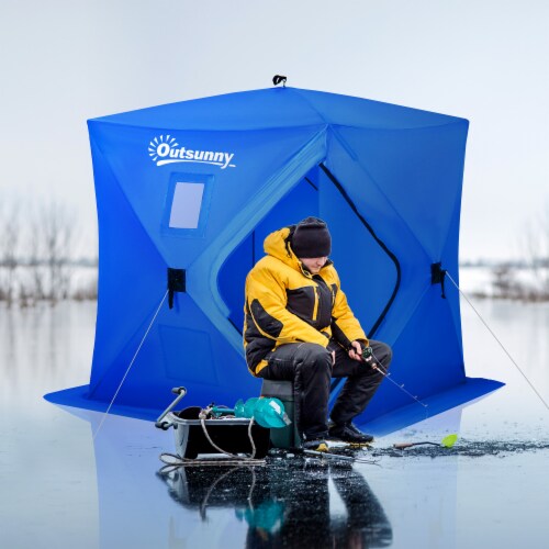  Outsunny 4 Person Ice Fishing Shelter, Pop-up Ice