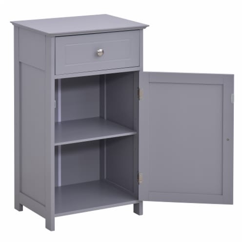 Modern Shower & Lavatory Mulitple Storage Freestanding Unit w/Anti-Topple, Grey Perspective: bottom
