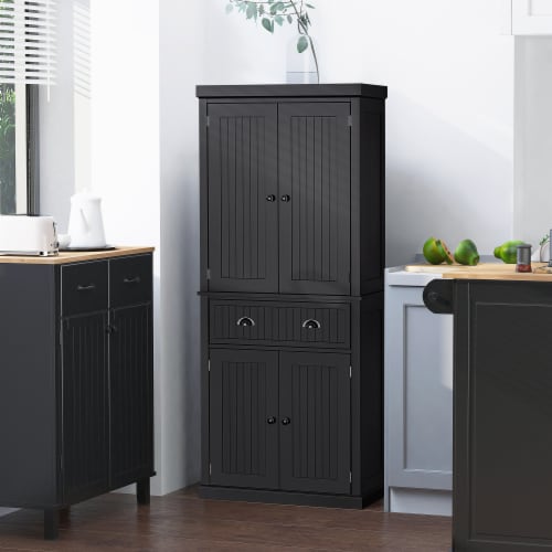 HOMCOM Tall Narrow Bathroom Storage Cabinet with Doors and Shelf