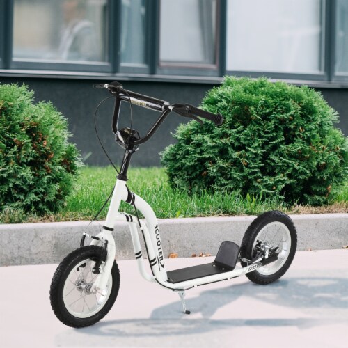 Dual Brakes Kick Scooter 12 Inch Inflatable Front Wheel Ride On