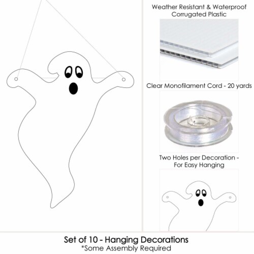 Big Dot of Happiness Hanging Spooky Ghost Outdoor Hanging Decor Halloween Party Decor 10 Pc Perspective: bottom