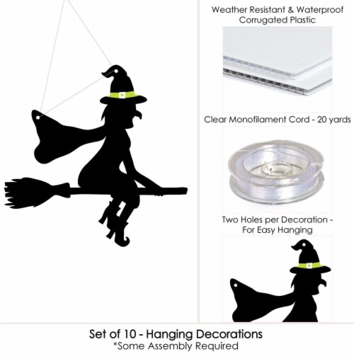 Big Dot of Happiness Hanging Scary Squad - Witch, Bats & Ghosts Outdoor Halloween Decor 10 Pc Perspective: bottom