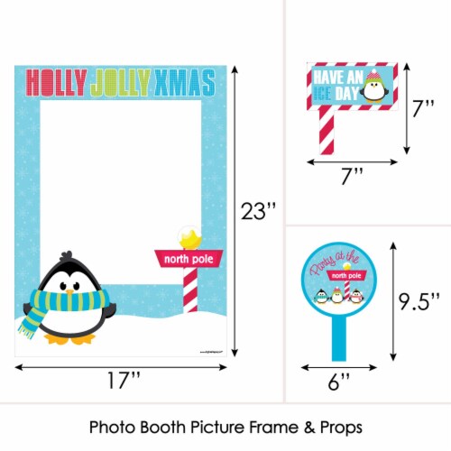 Big Dot of Happiness Holly Jolly Penguin - Christmas Party Photo Booth Picture Frame & Props Perspective: bottom