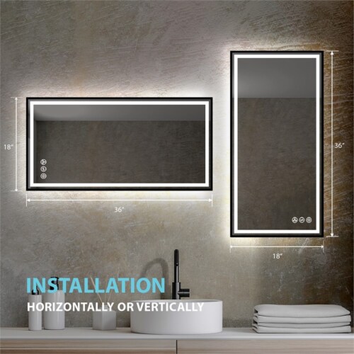 Blossom Stellar 18  Matte Black Frame LED Glass Mirror with Antifog Perspective: bottom