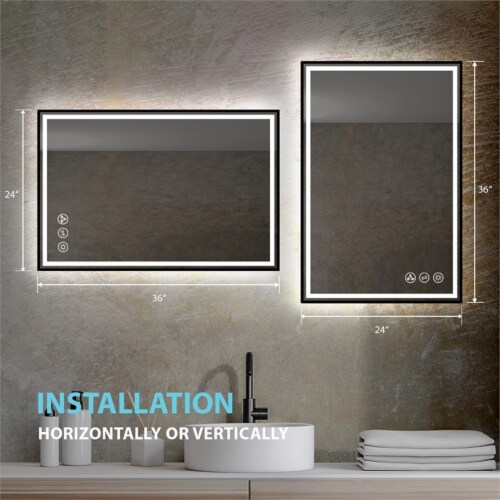 Blossom Stellar 24  LED Mirror in Matte Black Glass Perspective: bottom