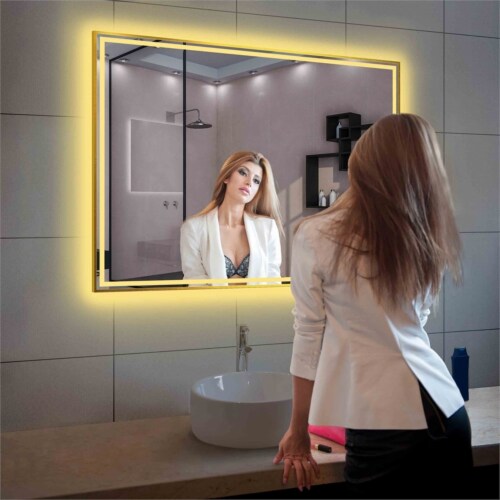 Blossom Stellar 48  Brush Gold LED Glass Mirror with Antifog Perspective: bottom