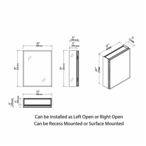 16 Inch Aluminum Bathroom Medicine with Recess Or Surface Mount
