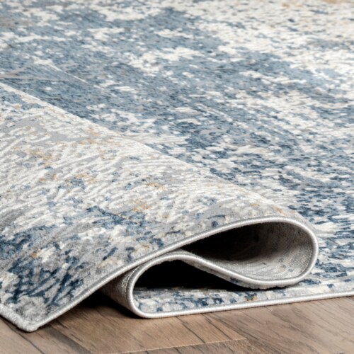 nuLOOM Wilde Abstract Distressed Area Rug in Blue Perspective: bottom