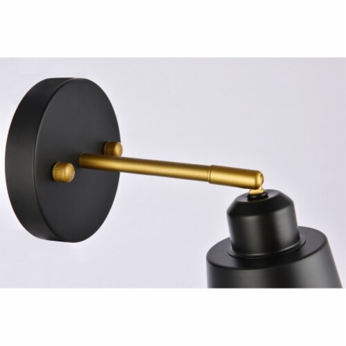 Halycon 5 inch black and brass wall sconce Perspective: bottom