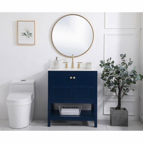 Blue bathroom shop vanity 30 inch
