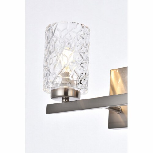 Cassie 2 lights bath sconce in satin nickel with clear shade Perspective: bottom